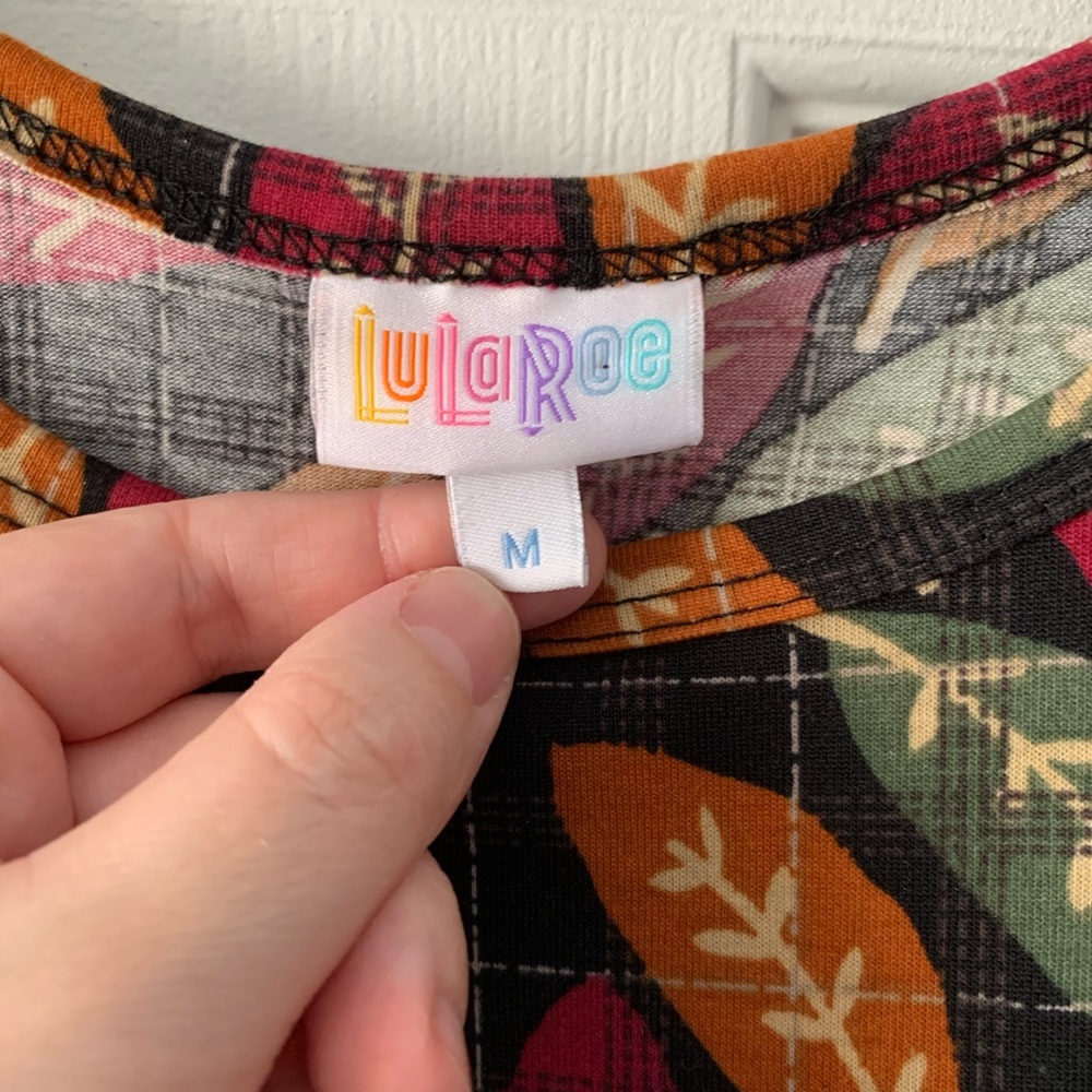 LuLaRoe Colorful Leaves Carly Dress Medium - Picture 3 of 5